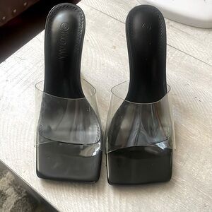 Women’s size 6 WILD DIVA clear & black heels